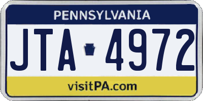 PA license plate JTA4972