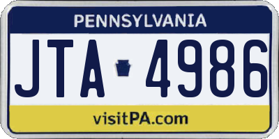 PA license plate JTA4986