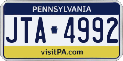 PA license plate JTA4992