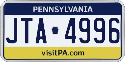 PA license plate JTA4996