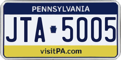 PA license plate JTA5005