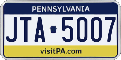 PA license plate JTA5007