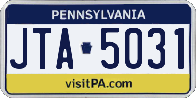 PA license plate JTA5031