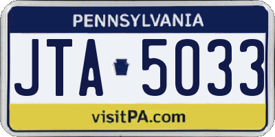 PA license plate JTA5033