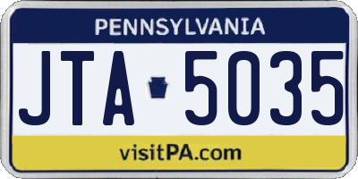 PA license plate JTA5035