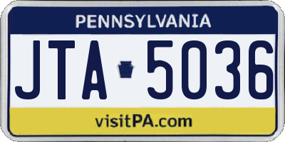 PA license plate JTA5036