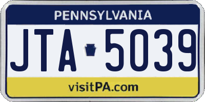 PA license plate JTA5039