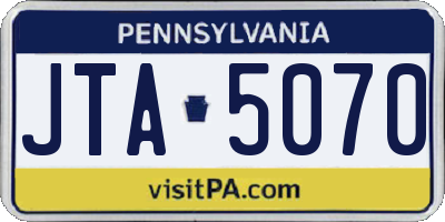 PA license plate JTA5070