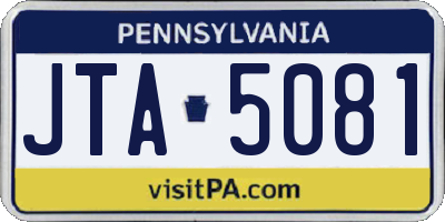 PA license plate JTA5081