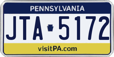 PA license plate JTA5172