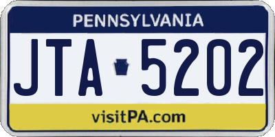 PA license plate JTA5202