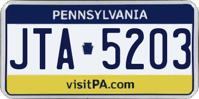 PA license plate JTA5203