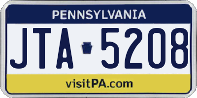 PA license plate JTA5208