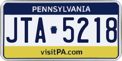 PA license plate JTA5218