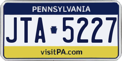PA license plate JTA5227