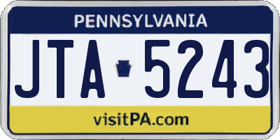 PA license plate JTA5243