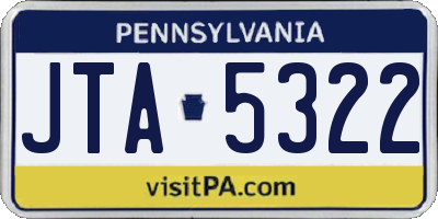 PA license plate JTA5322