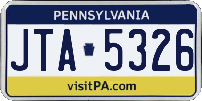 PA license plate JTA5326