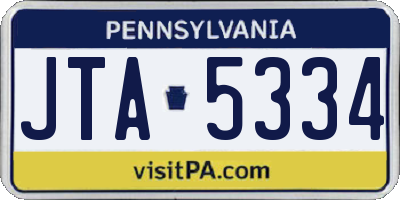 PA license plate JTA5334