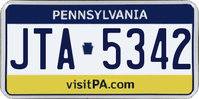 PA license plate JTA5342
