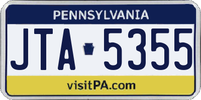PA license plate JTA5355