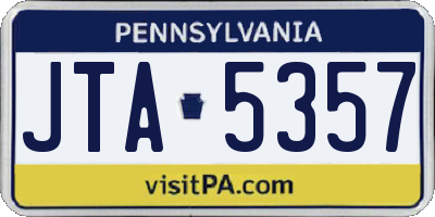 PA license plate JTA5357
