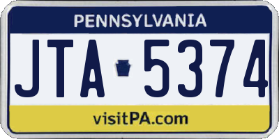 PA license plate JTA5374