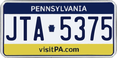 PA license plate JTA5375