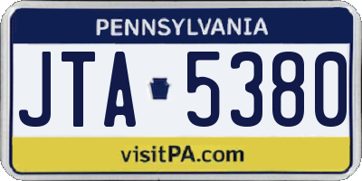 PA license plate JTA5380