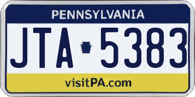 PA license plate JTA5383