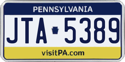 PA license plate JTA5389