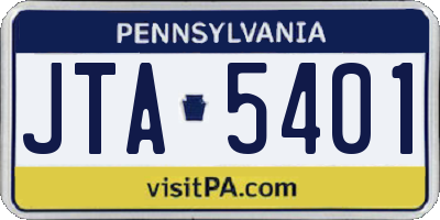 PA license plate JTA5401