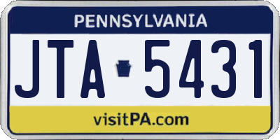 PA license plate JTA5431