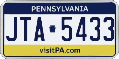 PA license plate JTA5433