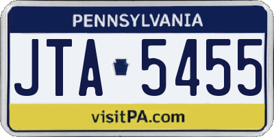 PA license plate JTA5455