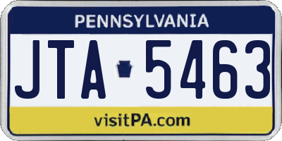 PA license plate JTA5463