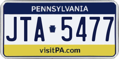 PA license plate JTA5477