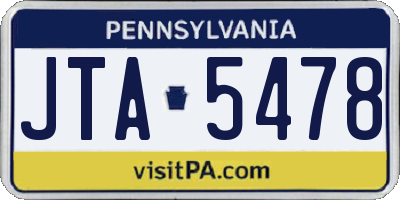 PA license plate JTA5478