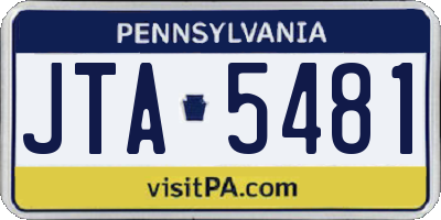 PA license plate JTA5481