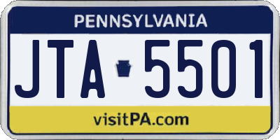 PA license plate JTA5501