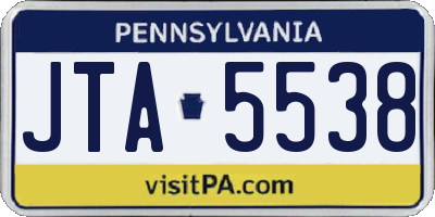 PA license plate JTA5538