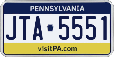 PA license plate JTA5551