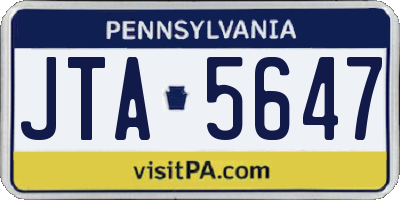 PA license plate JTA5647