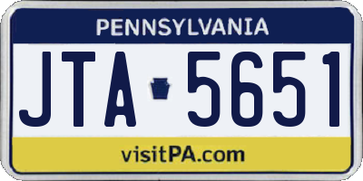 PA license plate JTA5651