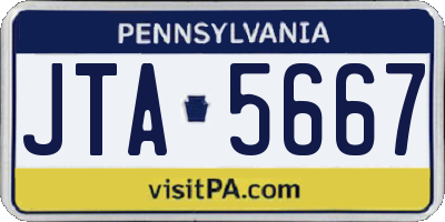 PA license plate JTA5667