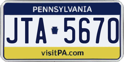 PA license plate JTA5670