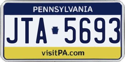 PA license plate JTA5693