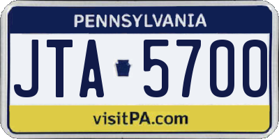 PA license plate JTA5700
