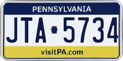 PA license plate JTA5734