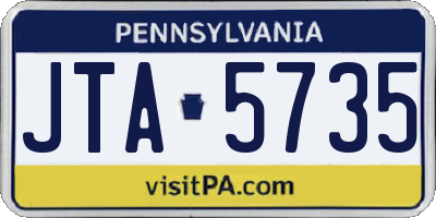 PA license plate JTA5735